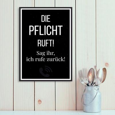 Metallbild QUEENCE "Pflicht ruft", weiß (farbe bild(er): weiß), B:30cm H:45cm, Stahl, Metall, Bilder, Stahlschilder Image