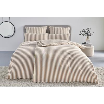 Bettwäsche "Linnea", beige, B/L: 135cm x 200cm, , Flanell, B/L: 80cm x 80cm, Flanell, Obermaterial: 100% Baumwolle, LEGER HOME BY LENA GERCKE, Bettwäsche, aus 100% Baumwolle, Streifendesign Image