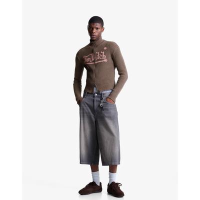 Bershka Printed Von Dutch Jacket With Zip Men M Brown