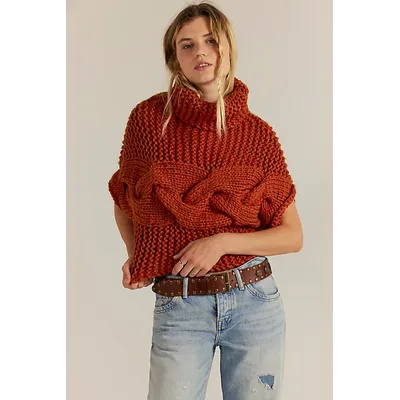 Nigel Preston Short-Sleeve Sweater at Free People in Burnt Orange
