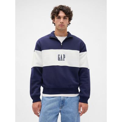 Gap Blue VintageSoft Colourblock Logo Half Zip Pullover Sweatshirt