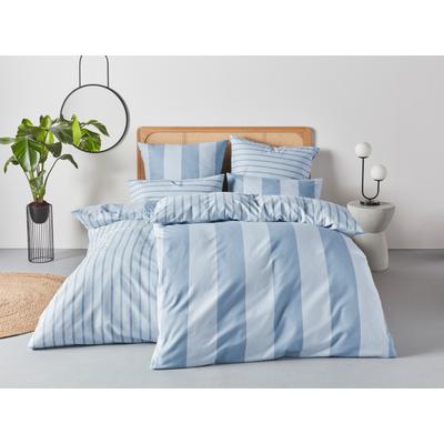 Bettwäsche HOME AFFAIRE "Sari", blau, B/L: 155cm x 220cm, , Linon, B/L: 80cm x 80cm, Linon, Obermaterial: 100% Baumwolle, Bettwäsche, in verschiedenen Qualitäten, maritime Bettwäsche mit Streifen Image