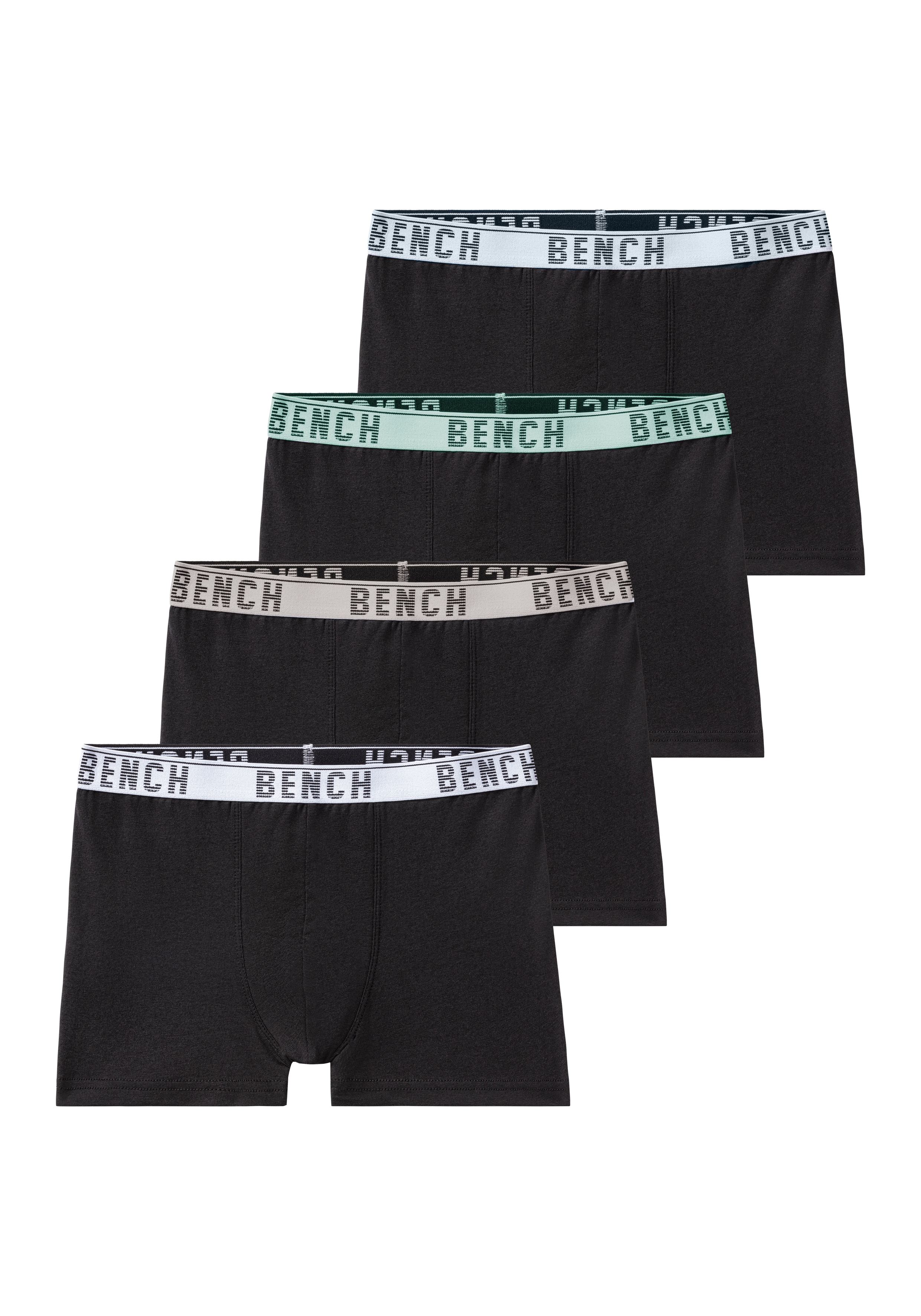 Boxer BENCH. "Boxershorts für Jungen", Kinder, Gr. 158/164, schwarz, Jersey, Obermaterial: 95% Baumwolle, 5% Elasthan, unifarben, körpernah, Unterhosen, mit Logo-Webbund Image