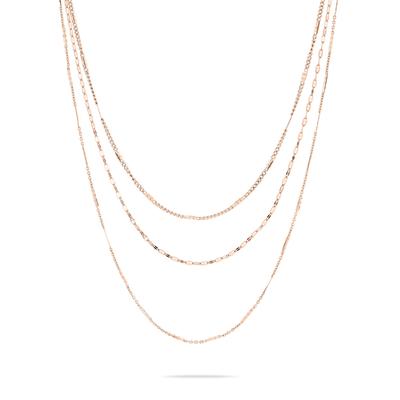 Kette ohne Anhänger LIEBESKIND BERLIN "Schmuck Edelstahl Sparkling With Layers LJ-1459 LJ-1460 LJ-1461", rosa (roségoldfarben), Halsketten, Damen, Edelstahl, L: 58cm B: 1mm, B:1mm Image