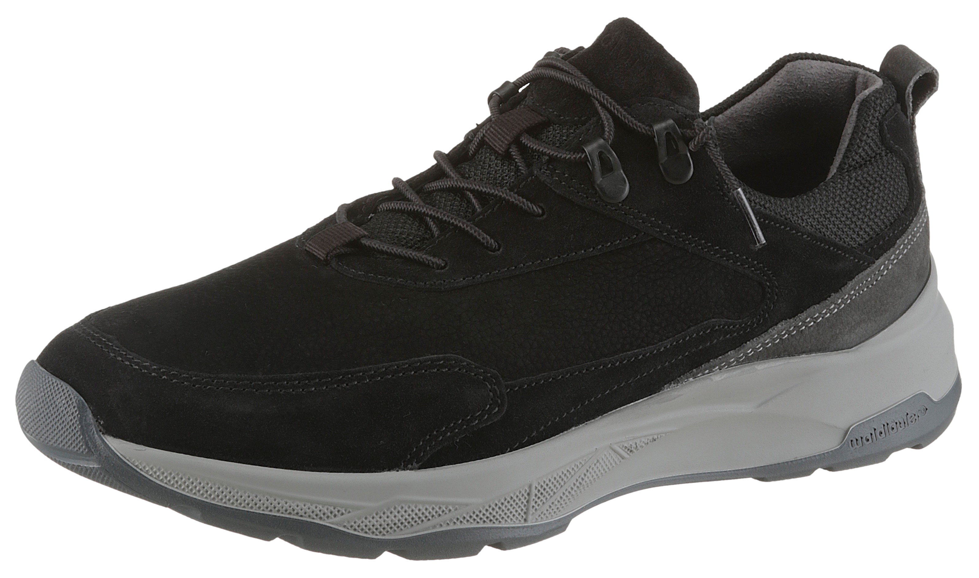 Slip-On Sneaker WALDLÄUFER "H-TOM", Herren, Gr. 8 (42), dunkelgrau, schwarz, Nubukleder, Textil, Veloursleder, Schuhe, Schlupfschuh, Freizeitschuh, Bequemschuh, Komfortweite G (= weit)