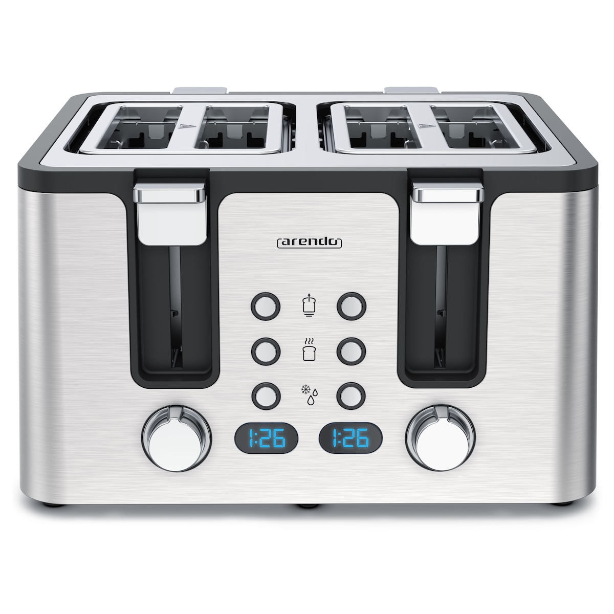 Arendo Toaster, 4 kurze Schlitze, für 4 Scheiben, 1750 W, Automatik, Edelstahl, Wärmeisolierendes Doppelwandgehäuse Image