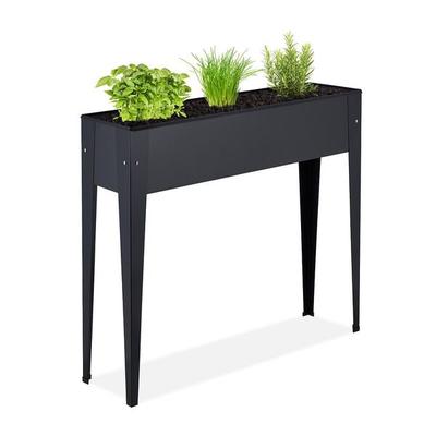 relaxdays Schwarzes Hochbeet aus Metall schmal Image