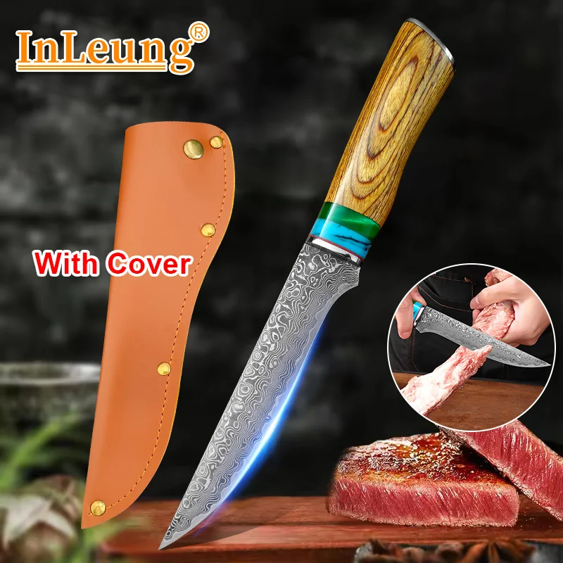 Professionelle Boning Damaskus Messer Hackmesser Fleisch Kochen Messer Holzgriff Küche Metzger Messer Chef Schneiden Messer Cutter Werkzeuge Image