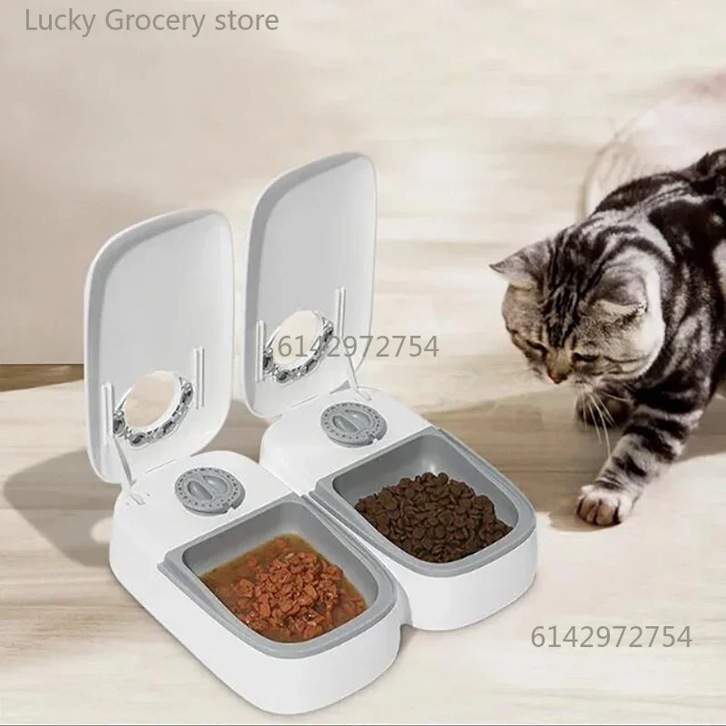 2 repas chronométré automatique mangeoire pour chien double bols intelligent distributeur de nourriture pour chat humide sec distributeur de nourriture pour animaux de compagnie mangeoire pour animaux