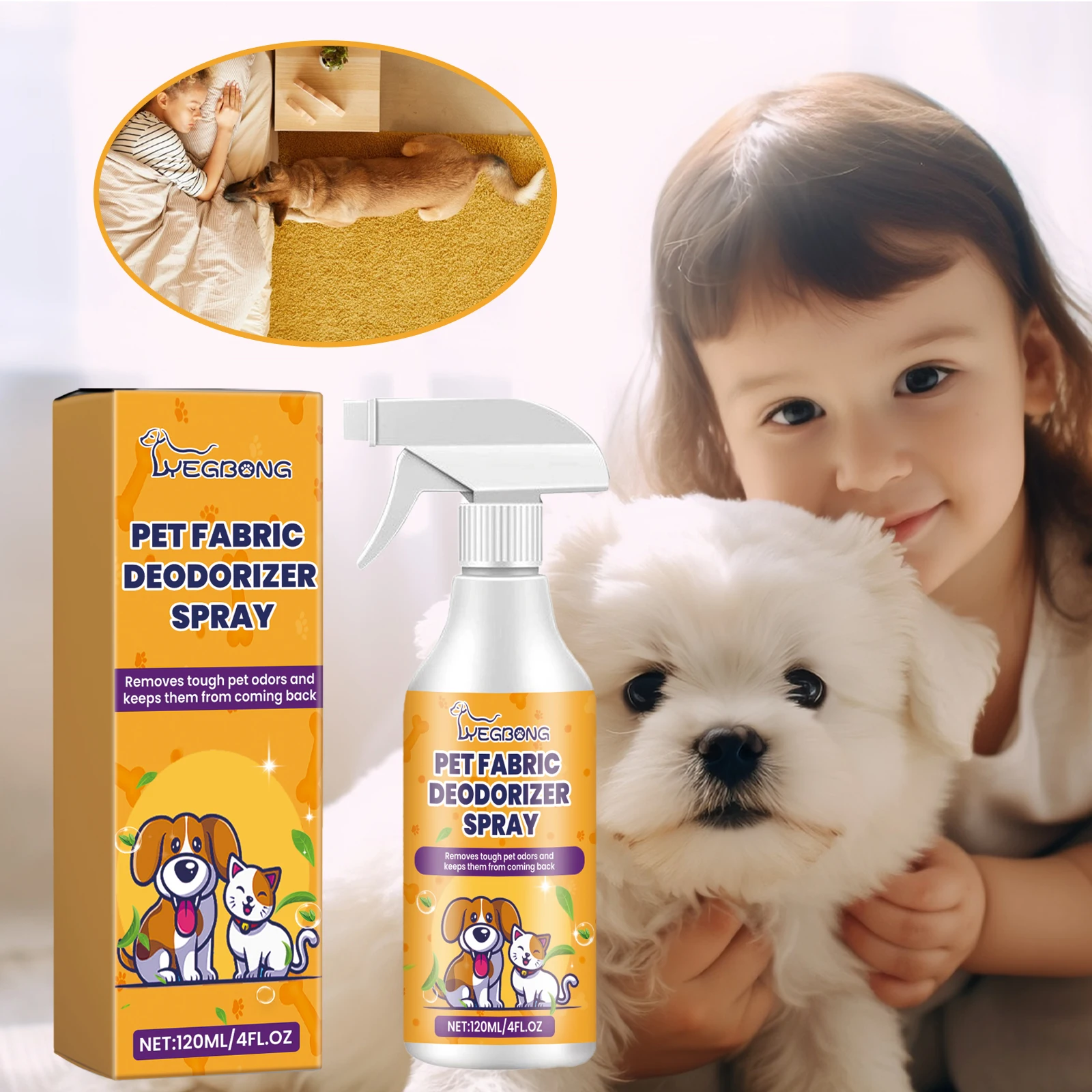 Haustier-Deodorant-Spray, Körpergeruch entfernen, stinkender Deodorant, natürlicher frischer Duft, beseitigt Uringeruch, luftfrische Hunde-Deodorant-Flüssigkeit Image