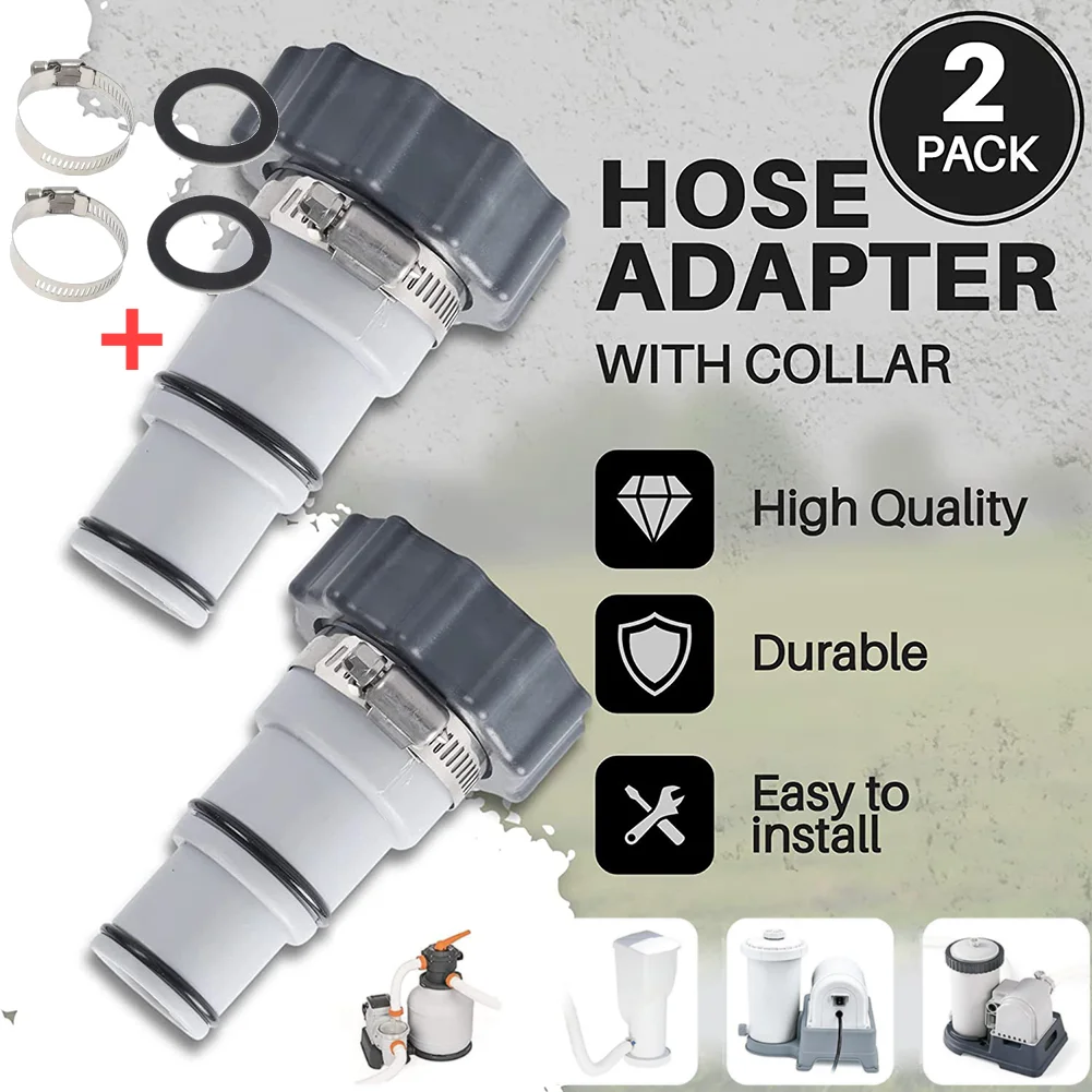Adaptateur de tuyau de piscine avec collier pour pompes à connexion filetée Intex ARU, pièces de piscine, adaptateur de tuyau de piscine en plastique