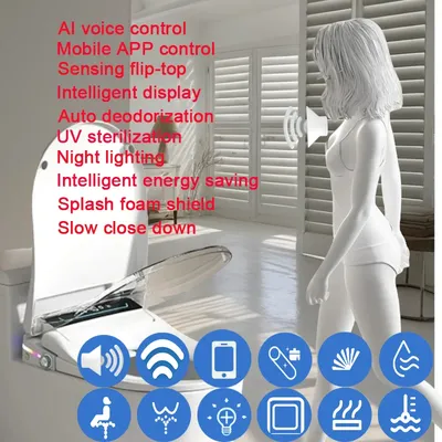 U AI Voice Smart Electric Toilet Auto Flip Cuvette Japonaise WC Tapa Inodoro Inteligente Japones ECO-Modus Toilet Electric Bidet