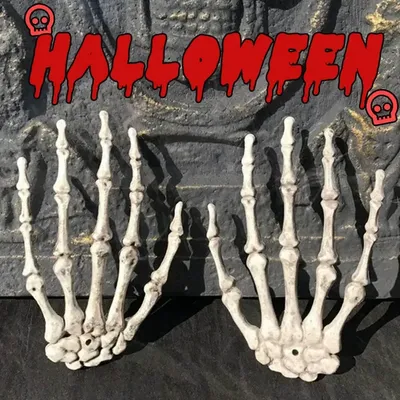 Halloween-Dekoration realistische lebensgroße Skelett Hände Kunststoff gefälschte menschliche Hand Knochen Zombie Party Terror beängstigende Requisiten Image