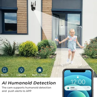 Sicherheit Schutz Wasserdichte Sicherheit Video CCTV Überwachung Kamera 8MP 4K Wifi IP Kamera Dual Objektiv IP Kamera ICSEE APP VMS
