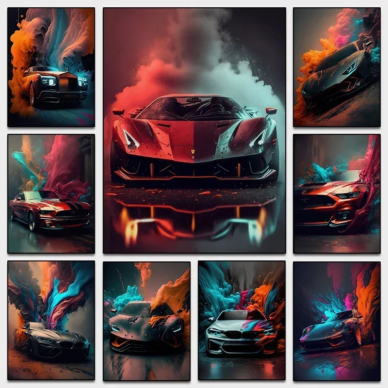 Moderne Lamborghini futuristische Kunst Cabriolet Supercar Sportwagen Poster Leinwand Malerei Wand Kunst Bilder für Wohnzimmer Deco Image