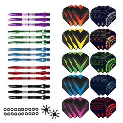 652D Dart-Schäfte und Flights-Set in 2BA-Gewinde, mittlere Aluminiumschäfte, professionelle Dart-Zubehör-Sets für Dart-Spiele Image