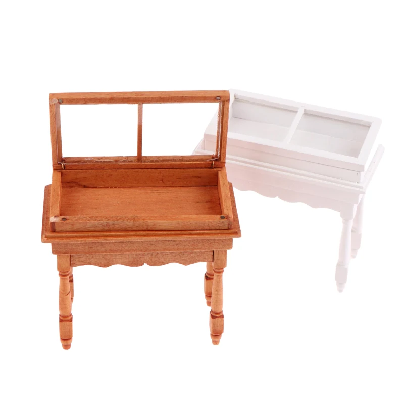 1 Stück 1:12 Puppenhaus Miniatur Holz Theke Clamshell Vitrine Vitrine Lagerschrank Möbel Puppenhaus Dekor Spielzeug