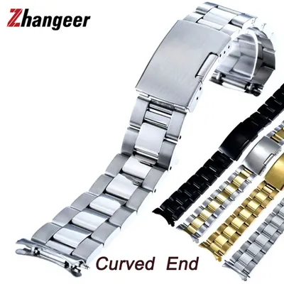 16mm 18mm 19mm 20mm 21mm 22mm 24mm 26mm gebogenes Ende Edelstahl Uhrenarmband für Casio Seiko Armband Universal Armband Image