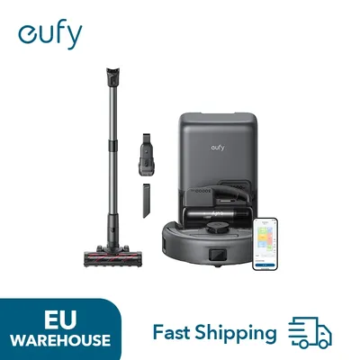 eufy Robot Vacuum 3-in-1 E20, mit vielseitigem Stab und Handstaubsauger-Kombination, selbstentleerend bis zu 75 Tage, max. 30.000 Pa