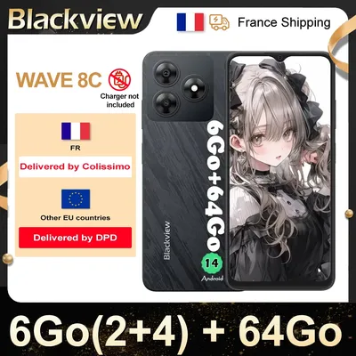 BLACKVIEW WAVE 8C [Kein EU-Ladegerät] 6GB (2+4) 64GB/bis zu 2TB 4700mAh Android 14 13MP Smartphone 4G Dual Sim GPS