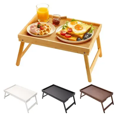Folding Table Bamboo Mini Dining-table Multifunction Breakfast Dessert Tray Bed Desk Household Living Room Bedroom Supplies