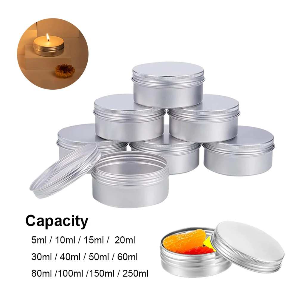 5/10 Stück 5–250 ml leere Aluminium-Kosmetikdosen – luftdichte Zinnbehälter mit Schraubverschluss für Cremes, Balsam und DIY-Schönheitsprodukte Image