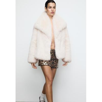 Stradivarius Cropped faux fur jacket Ecru S