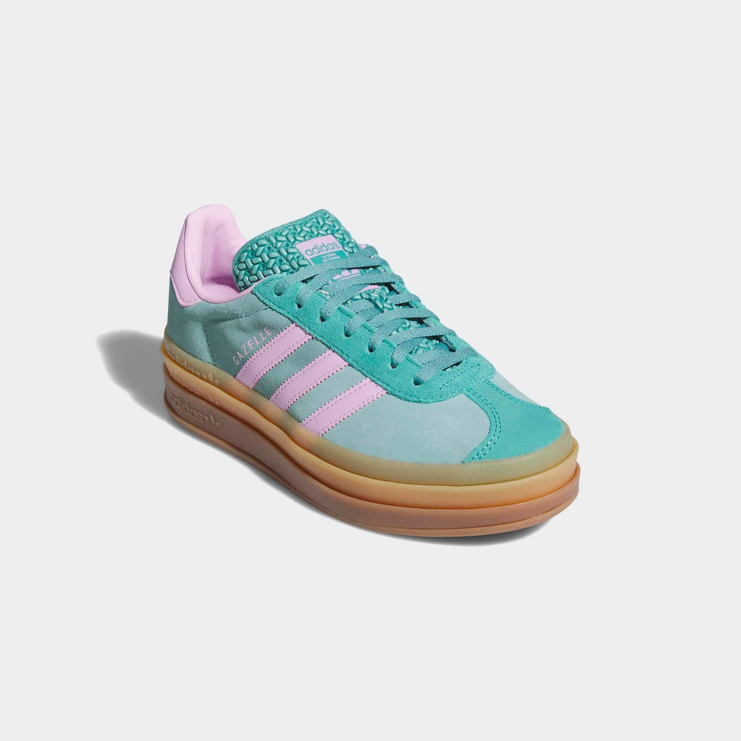 Sneaker ADIDAS ORIGINALS "GAZELLE BOLD", Gr. 40, powder teal, bliss lila, pure teal, Leder, Synthetik, Schuhe Sneaker, Topseller