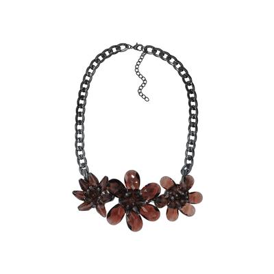 Steuer Modeschmuck Kette Metall schwarz Blume Blüte Glaskristall braun Image