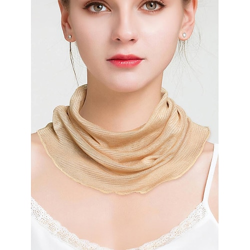 Damen-Halstuch aus transparenter Seide – Schlauch-Bandana mit Rüschenrand, elegantes Choker-Wickeltuch für Büro, Reisen, Partys und Abendoutfits Image