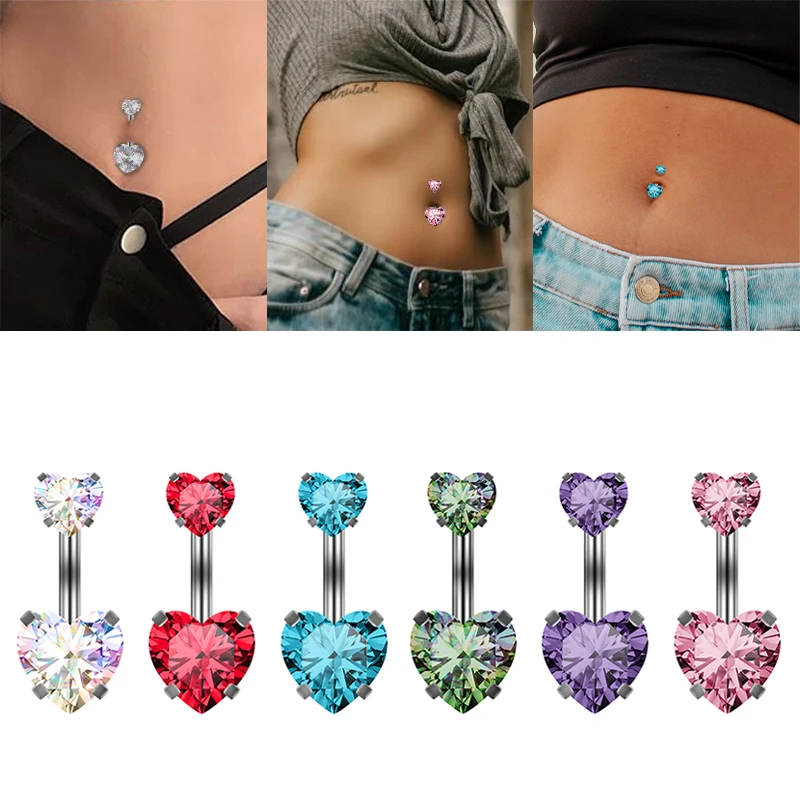 Mikroverzogener Zirkon-Bauchring aus Edelstahl – minimalistischer Nabelpiercing-Schmuck, eleganter Körperschmuck Image