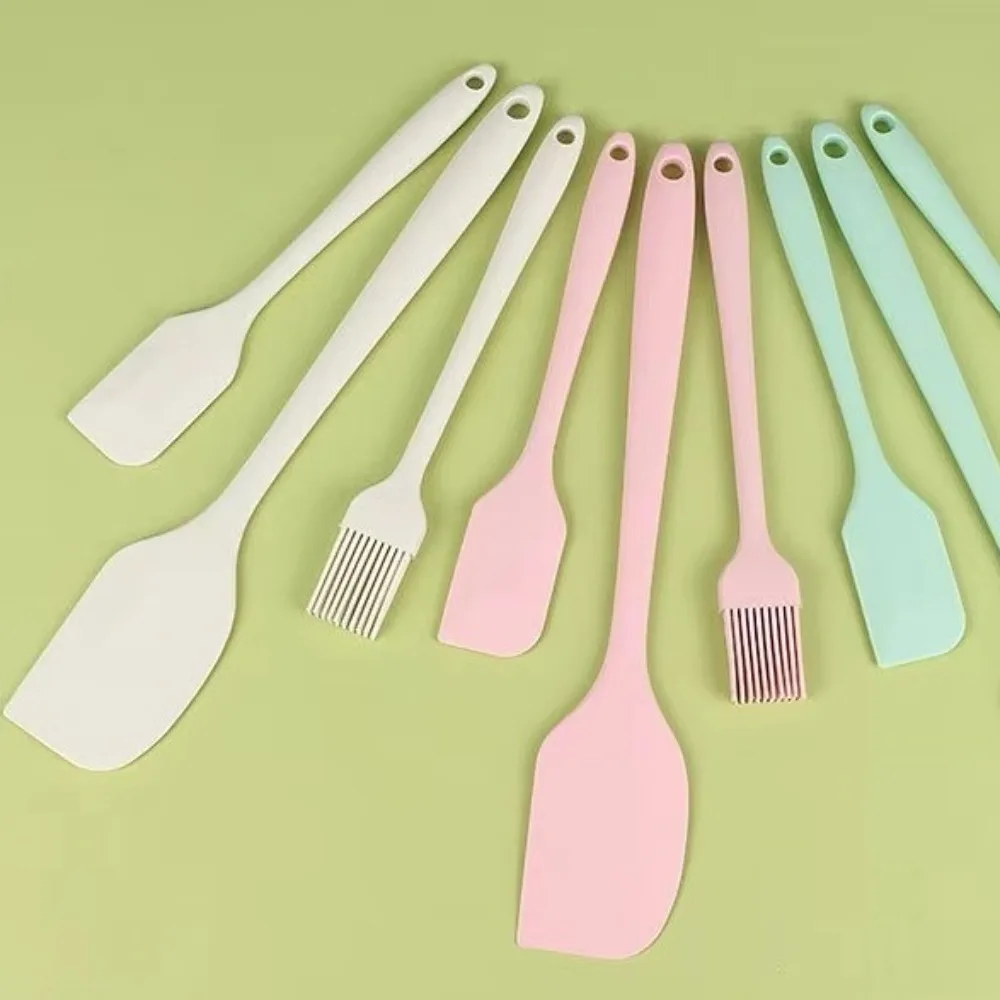 3 stücke Neue Integrierte Silikon Spachtel Set Lebensmittel Grade Hitzebeständige Kuchen Creme Schaber Öl Pinsel Nicht Stick Kochgeschirr Kochen werkzeuge Image