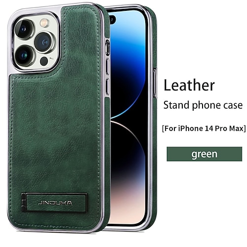 Handy Hülle Handyhüllen Für iPhone 16 15 14 Pro Max Plus 13 Pro Max Rückseite Ständer Stoßfest Retro TPU PU-Leder Image