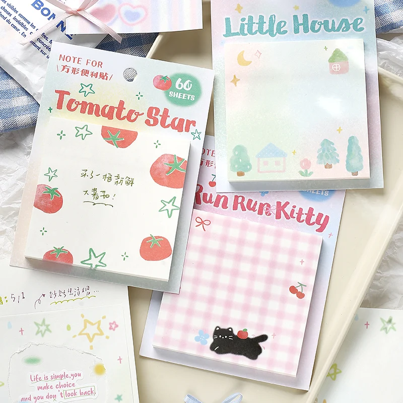 60 teile/los Kawaii Ins Nachricht Memo DIY Handgemachte Material Sammelalbum Hintergrund Papier Koreanische Japanische Schule Bürobedarf Image