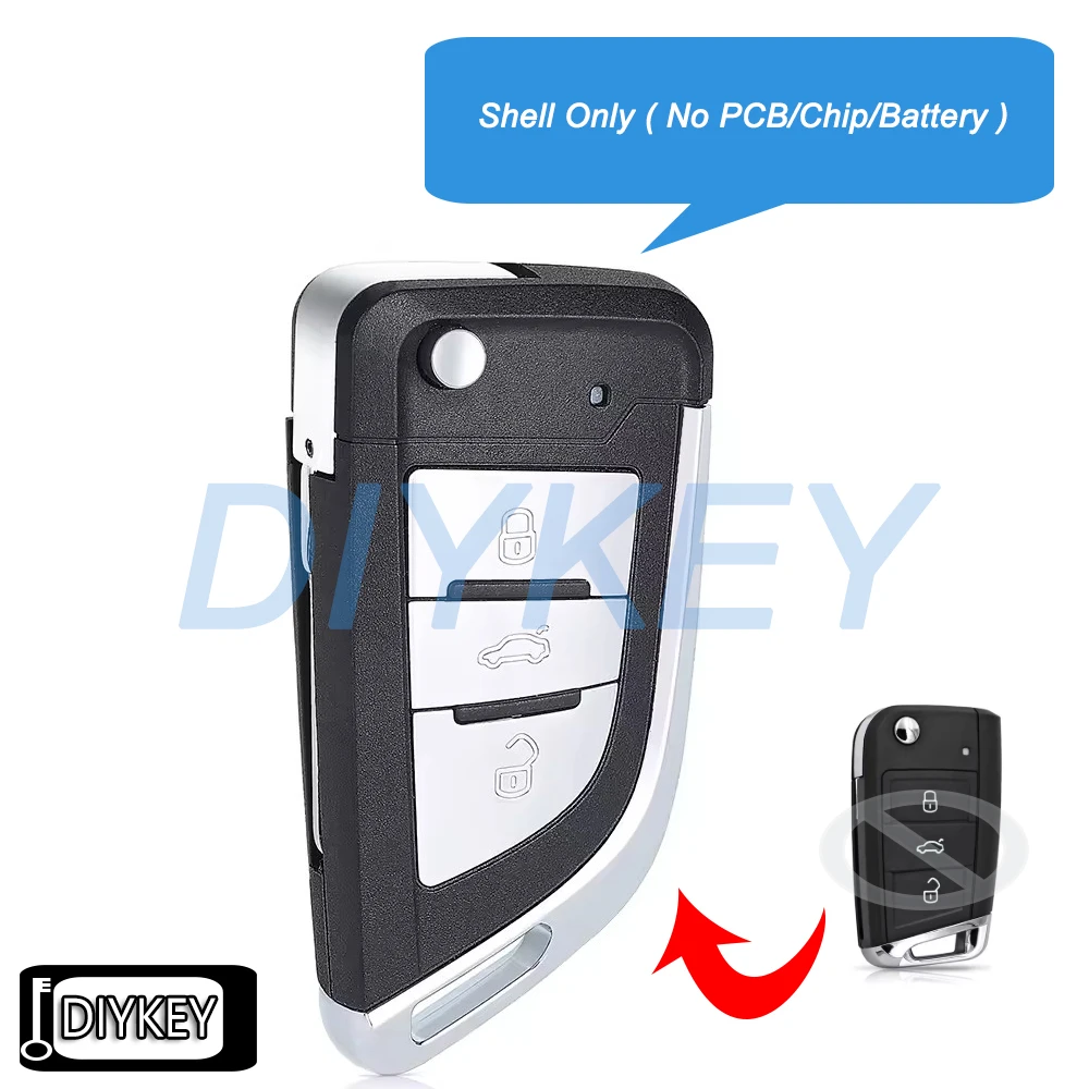 3 Tasten modifiziertes Gehäuse Flip Remote Autoschlüsselanhänger Shell Cover für MQB Golf VII Golf 7 MK7 Skoda Octavia Seat Leon Altea HU66/HU162T Image