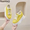 12 cm Air Mesh Mikrofaser Leder Hohe Marke Turnschuhe Frauen Plattform Keil Mode Bequeme Chunky Sneaker Hohl Schuh Sommer Frühling