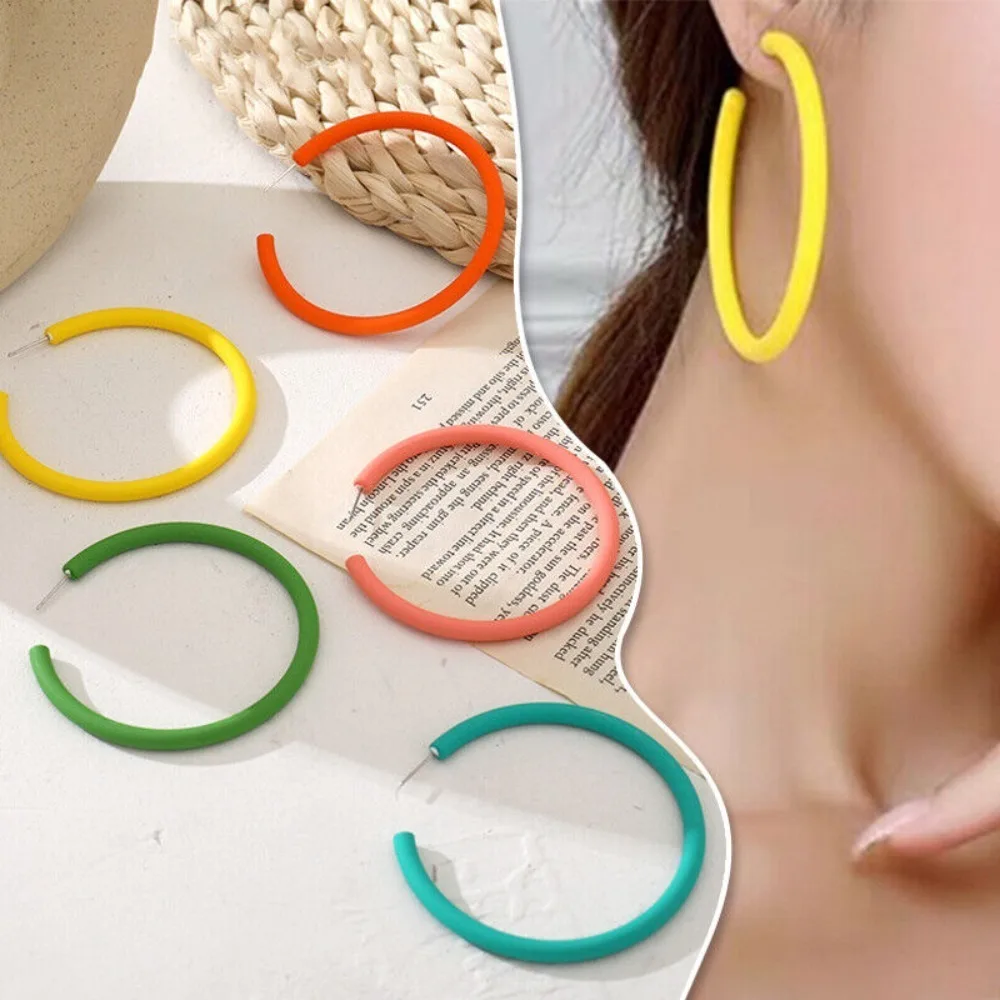 1 pair Acrylic Circular Earrings Funny Circle Jewelry Ear Jewelry Round Sweet Candy Color Popular Ear Jewelry Gift New Fashion