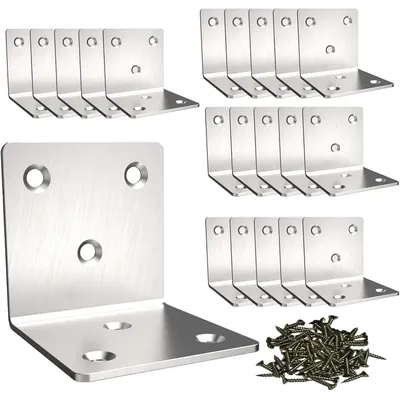 8Pcs Corner Brackets Corner Braces L Type Thick Stainless Steel Corner Code 90 Degree Shelf Bracket Furniture Link Code Daily