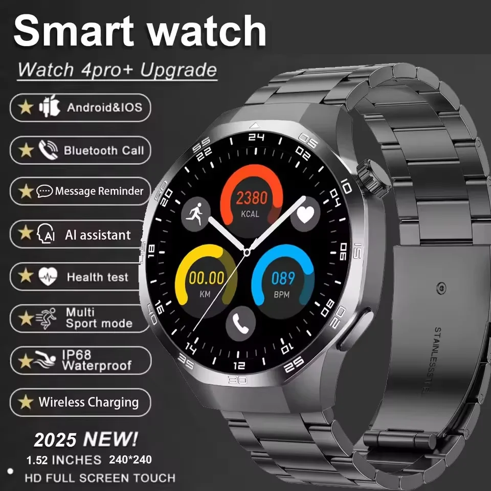 2025, neue Smartwatch für Herren, AMOLED-Bildschirm, GPS, Bewegungsflugzeug, Herzfrequenz, Bluetooth, Anrufe, Smartwatch, wasserdicht Image