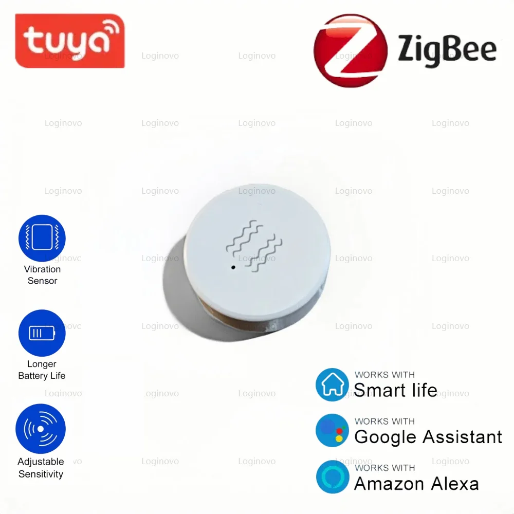 ZigBee Vibrations-Neigungssensor für Türfenster mit XYZ-Achse, Smart Home Security Alarmerkennung, kompatibel mit Tuya Smart Life Image
