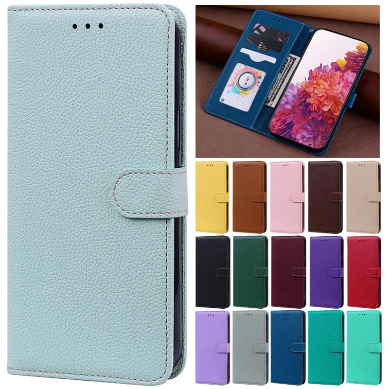 Einfarbig PU Leder Flip Telefon Fall Für OPPO Realme C3 C11 C12 C15 C17 C21Y C25Y C20 C25 C30 C31 C35 V23 Abdeckung fall Brieftasche