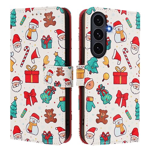 Handy Hülle Handyhüllen Für Samsung Galaxy S26 Ultra Plus S25 Ultra S24 Ultra S23 Ultra A72 A52 Rückseite Mit Ständer Mit Handgelenkschlaufe Kartenfach Weihnachten PC Image