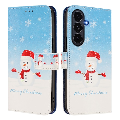 Handy Hülle Handyhüllen Für Samsung Galaxy S25 Ultra S24 Ultra S23 Ultra A72 A52 Rückseite Mit Ständer Mit Handgelenkschlaufe Kartenfach Weihnachten PC Image