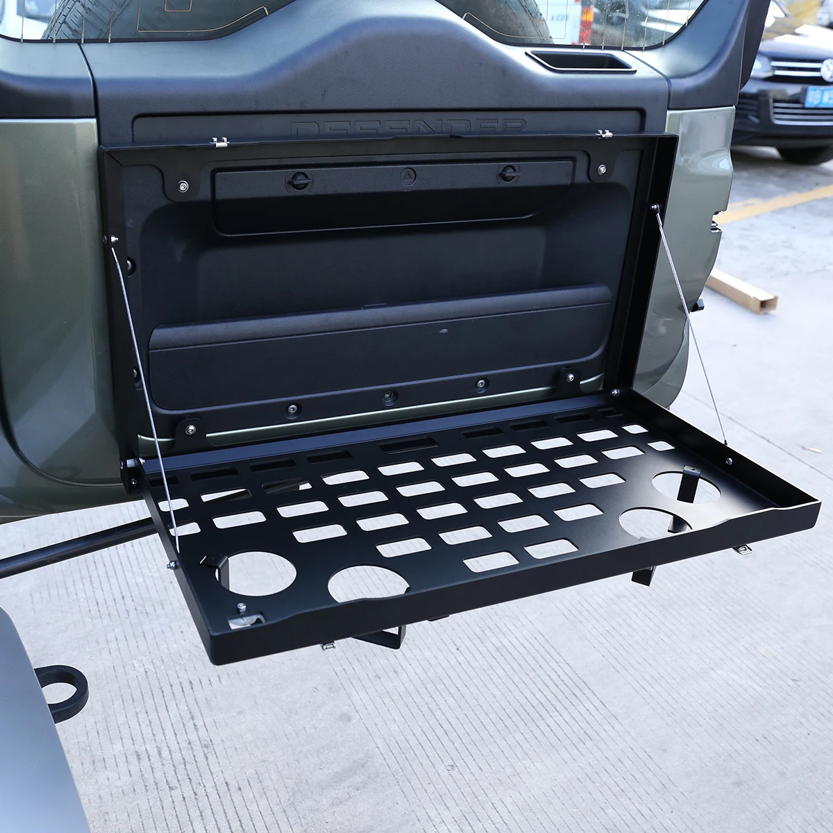 Für Land Rover Defender 110 2004-2025 Aluminium Legierung Auto Heckklappe Tablett Rack Fracht Gepäck Rack Faltbare Lagerung Rack zubehör Image