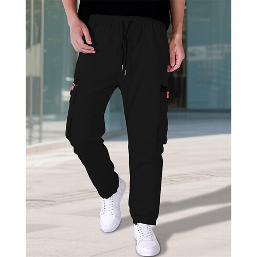 Herren Cargo-Hosen Hose Kordelzug Elastischer Bund Mehrere Taschen Einfach Tarnung tragbar Outdoor Täglich Campen und Wandern Mode Klassisch Armeegrün Schwarz Image