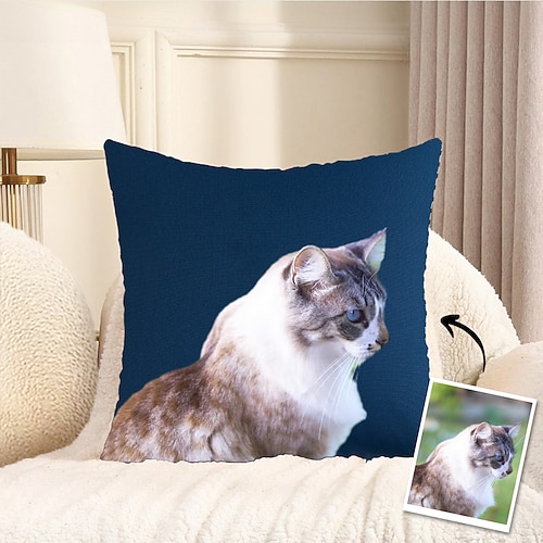 personalisierter Foto-Kissenbezug, individueller Kissenbezug, Geschenk für Katzenliebhaber, Freunde und Familie, perfekt als Dekoration für das Sofa zu Hause und das Schlafzimmer Image