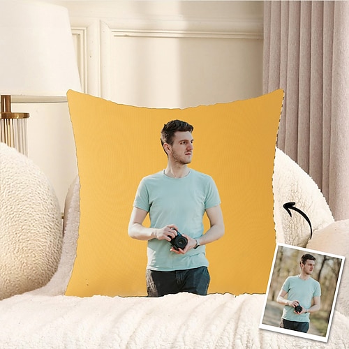 personalisierter Foto-Kissenbezug, individueller Kissenbezug, Geschenk für ihn, Freunde und Familie, perfekt als Dekoration für das Sofa zu Hause und das Schlafzimmer Image