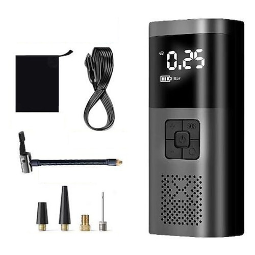 Reifenfüller, tragbarer Luftkompressor, 150 psi, Autoreifen-Luftpumpe mit Reifendruckmesser, LED, 3-fach schnelle Ein-Klick-Intelligente kabellose Reifen-Luftpumpe, geeignet für Autos, Motorräder, Image