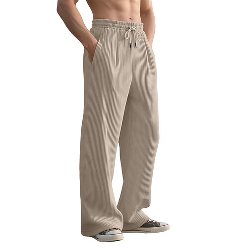 Herren Jogginghose Cordhose Hose Gerade geschnittene Sweatpants Kordelzug Tasche Elastischer Bund Einfach Komfort Sport im Freien Täglich Mode Lässig Armeegrün Schwarz Mikroelastisch Image