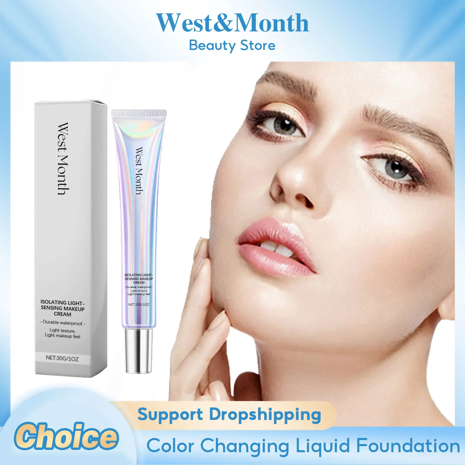 Farbwechselnde flüssige Grundierung, gleichmäßiger Hautton, verbessert Stumpfheit, lindert Trockenheit, feuchtigkeitsspendend, aufhellend, aufhellend, Make-up-Grundpflege Image